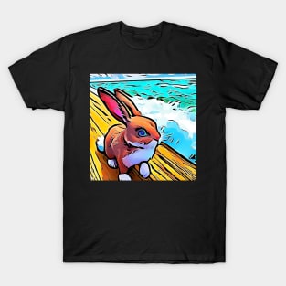Seaside Cartoon Bunny T-Shirt